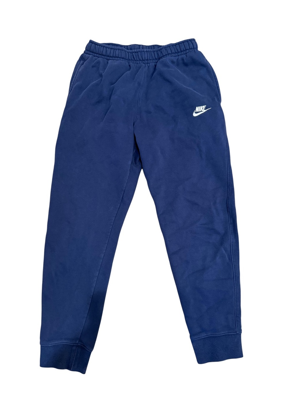 Nike Kids Navy Blue Fleece Joggers with White Swoosh